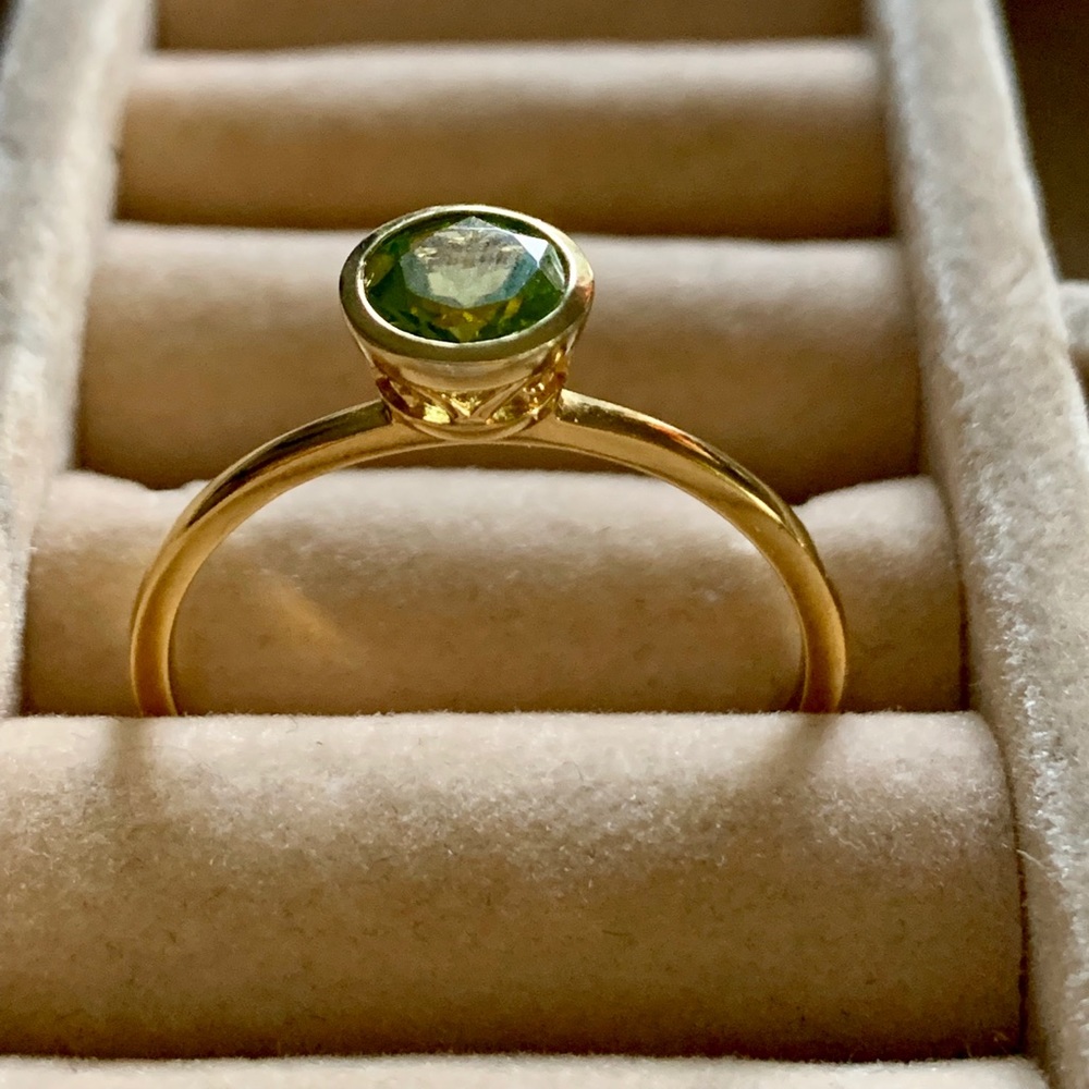 18K Gold Vermeil Peridot Solitaire - Size various